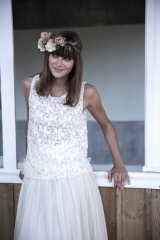 Haut de mariée en tulle brodé atelier de création Toulouse Sylvie Mispouillé