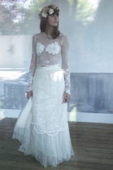 Haut transparent de mariée et jupon de tulle Sylvie Mispouillé