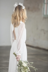 Robe de mariée fluide à manches longues Styliste Sylvie Mispouillé
